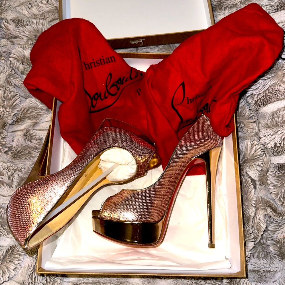 Christian Louboutin Lady Peep 150 PAILL SIRENE